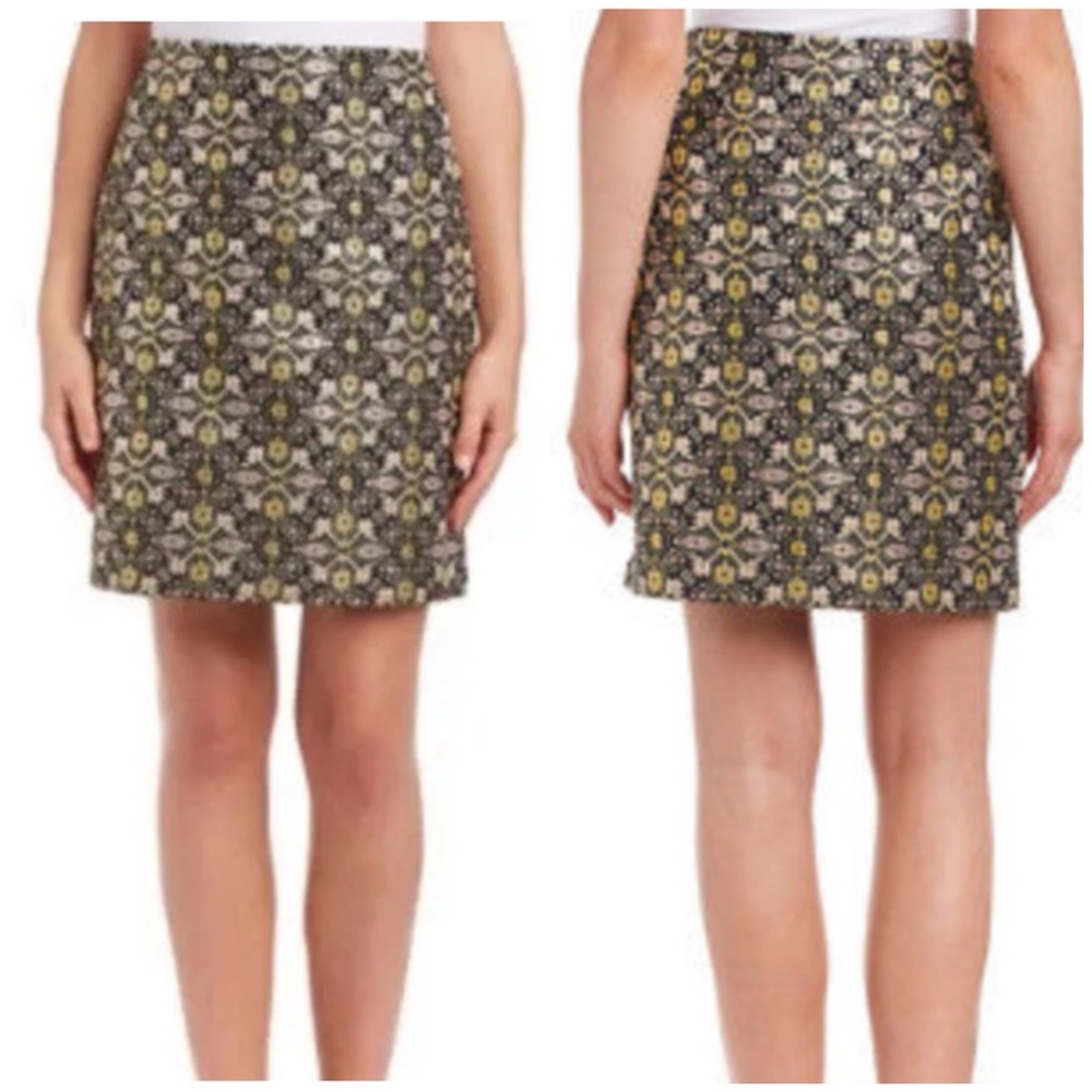 J. McLaughlin Lurex Jacquard Brocade A Line Skirt - 6